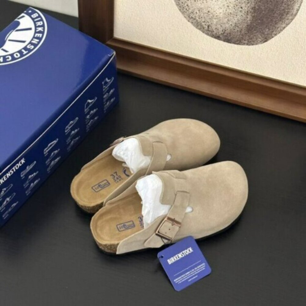 🛍🛍🛍 Birkenstock Boston Soft Footbed Suede Taupe Shoes 🛍🛍🛍 - Picture 6 of 6